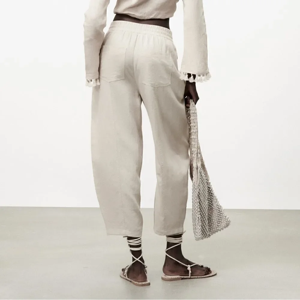 Zara Linen Blend Pants New Sand
